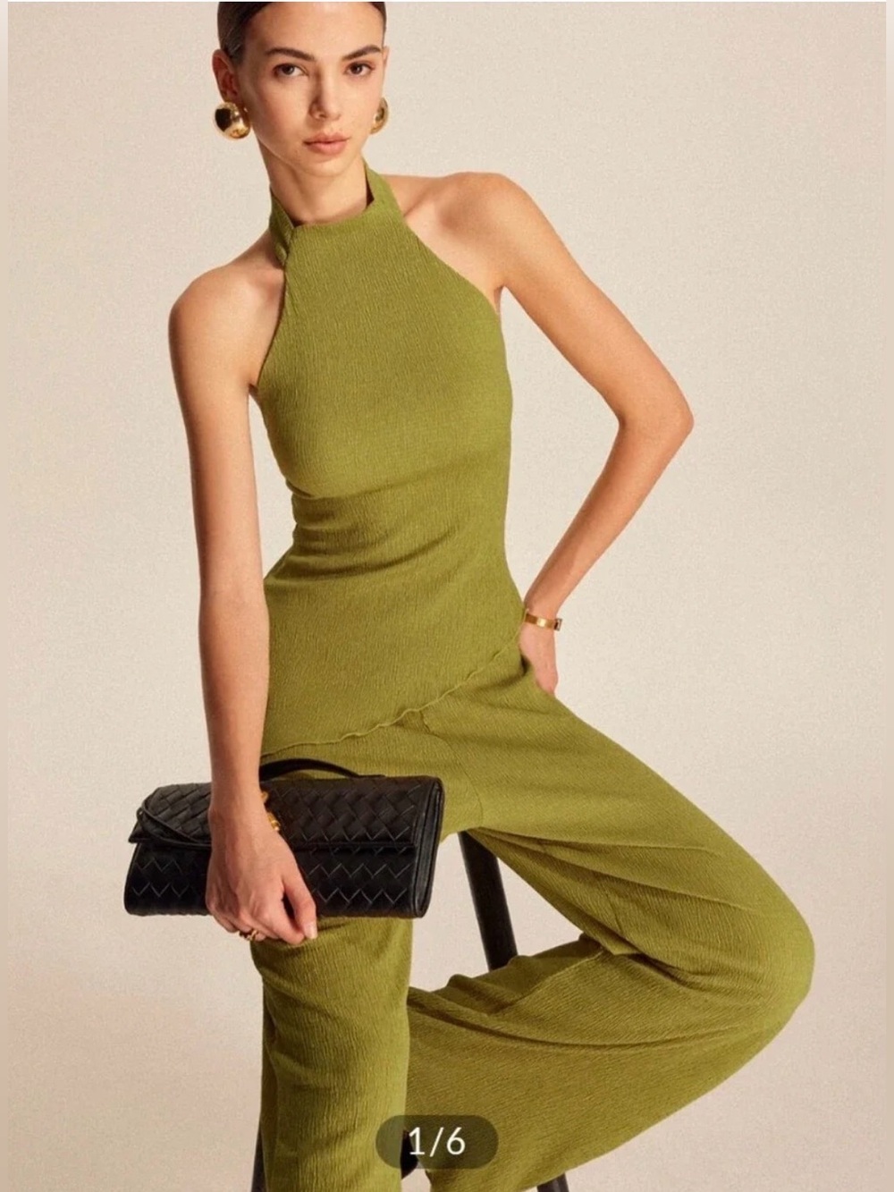 NWT Commense Olive Halter Neck Sleeveless Pant Set - XS